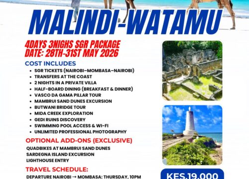 Experience the Magic of the North Coast: 4-Day Malindi & Watamu SGR Safar