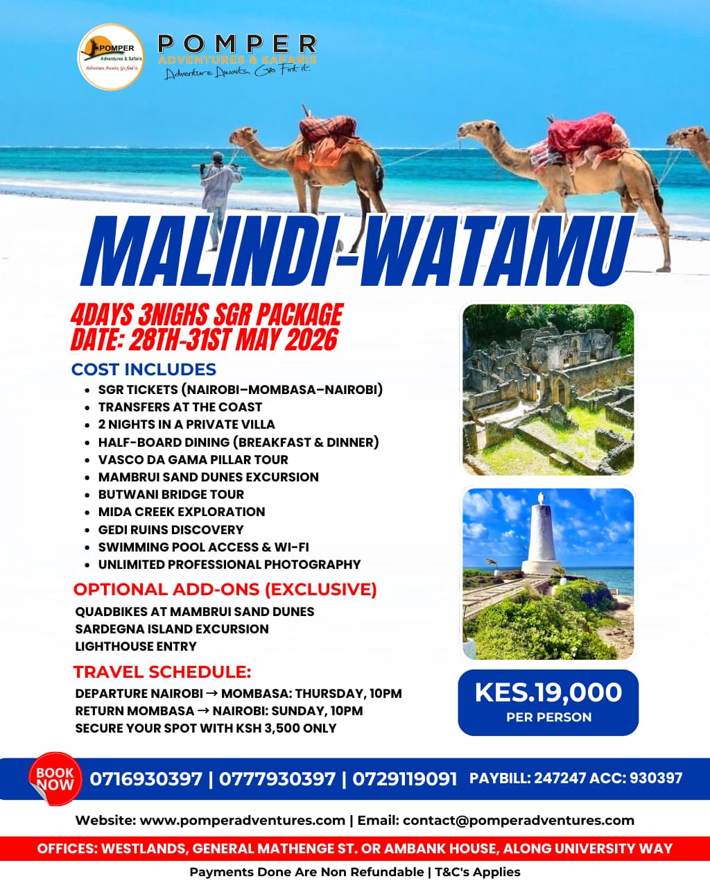 Experience the Magic of the North Coast: 4-Day Malindi & Watamu SGR Safar