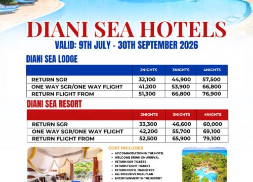 Diani Sea Hotels Packages 2026 | All-Inclusive Beach Holidays from KES 32,100
