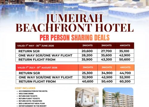 Jumeirah Beachfront Hotel Packages 2026 | Coastal Getaways from KES 20,600